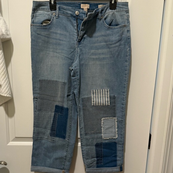 LOGO Lavish Indigo Slim Patchwork Boyfriend Jeans - Picture 3 of 9